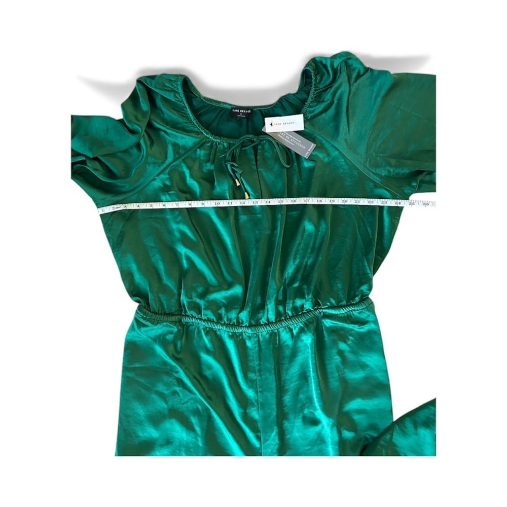 Lane Bryant emerald green holiday wide leg jumpsuit womens size 20 new with tags - Picture 4 of 11